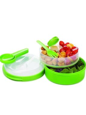 Set of 2 Progressive Prep Solutions On-The-Go Salad Bowl Lunch Containers